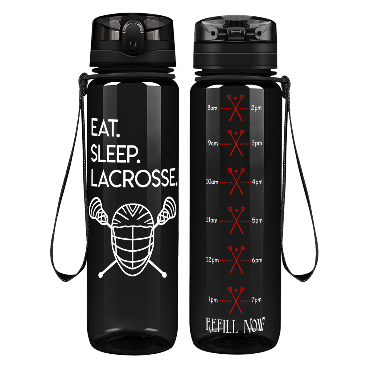 Eat Sleep Lacrosse on 32 oz Motivational Tracking Water Bottle