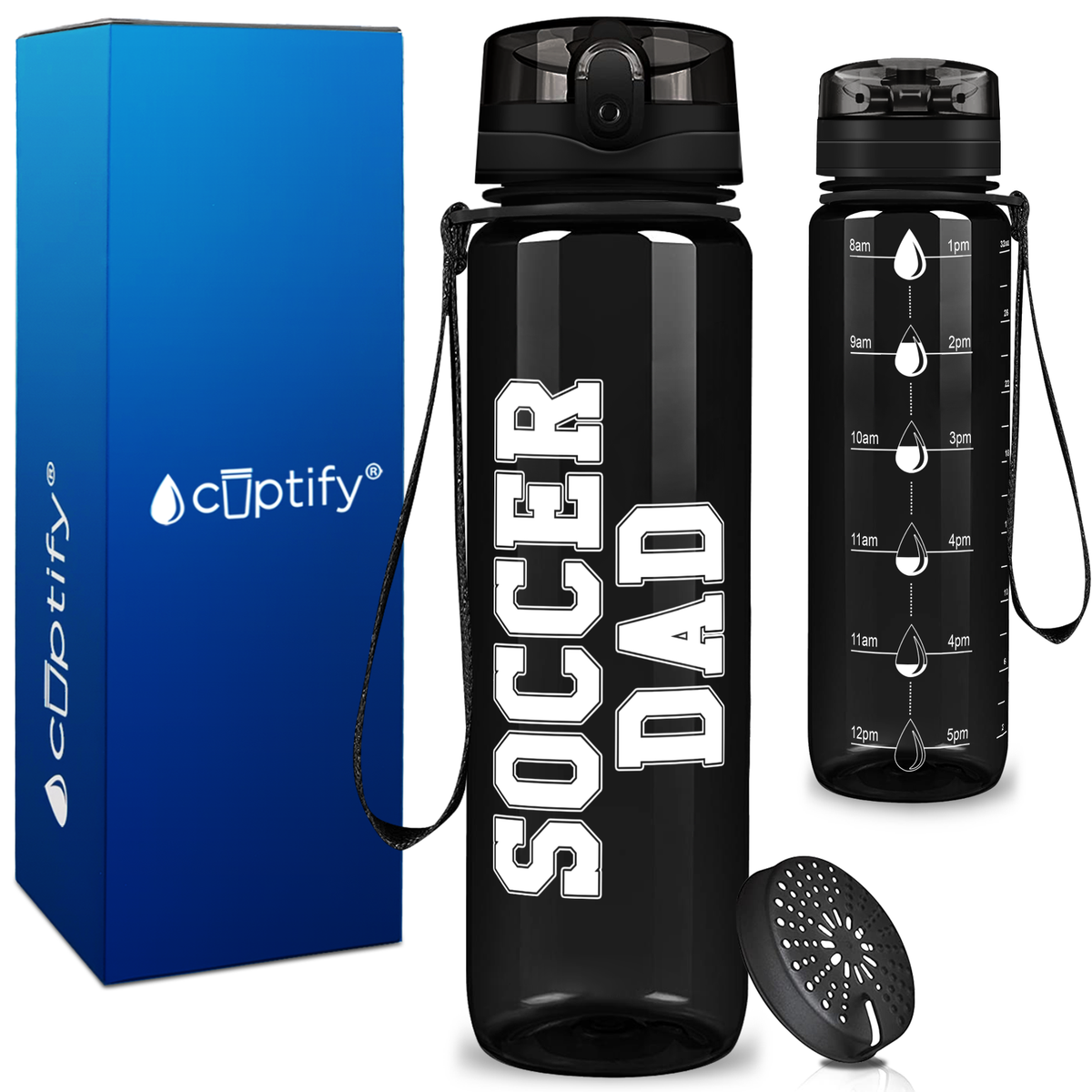 Soccer Dad on 32 oz Motivational Tracking Water Bottle