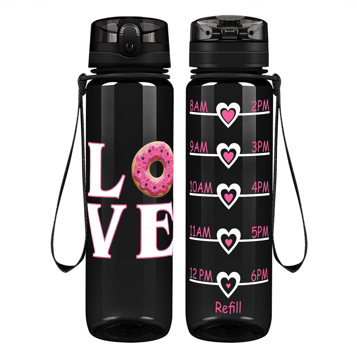 Donut Love on 32 oz Motivational Tracking Water Bottle