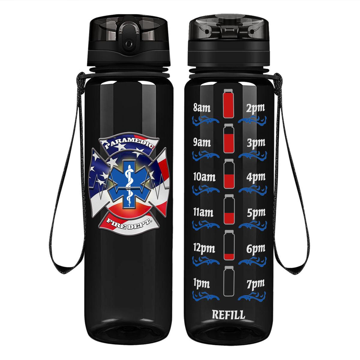 American Paramedic on 32 oz Motivational Tracking Water Bottle