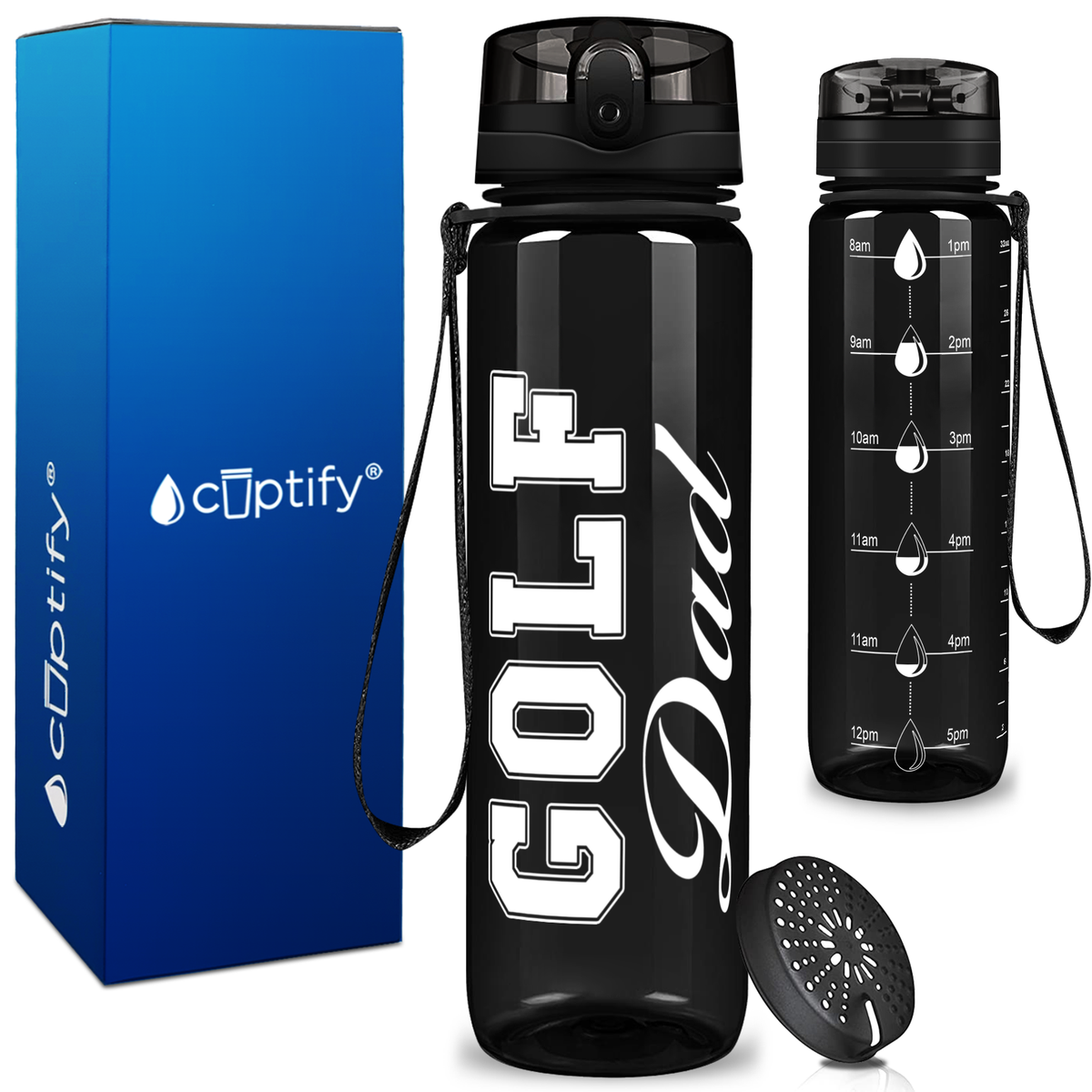 Golf Dad on 32 oz Motivational Tracking Water Bottle