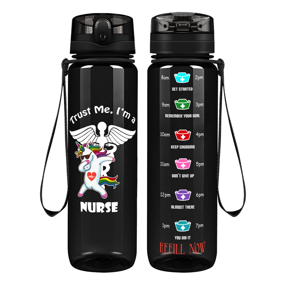 Trust Me I'm A Nurse Awesome Unicorn on 32oz Motivational Tracking Water Bottle