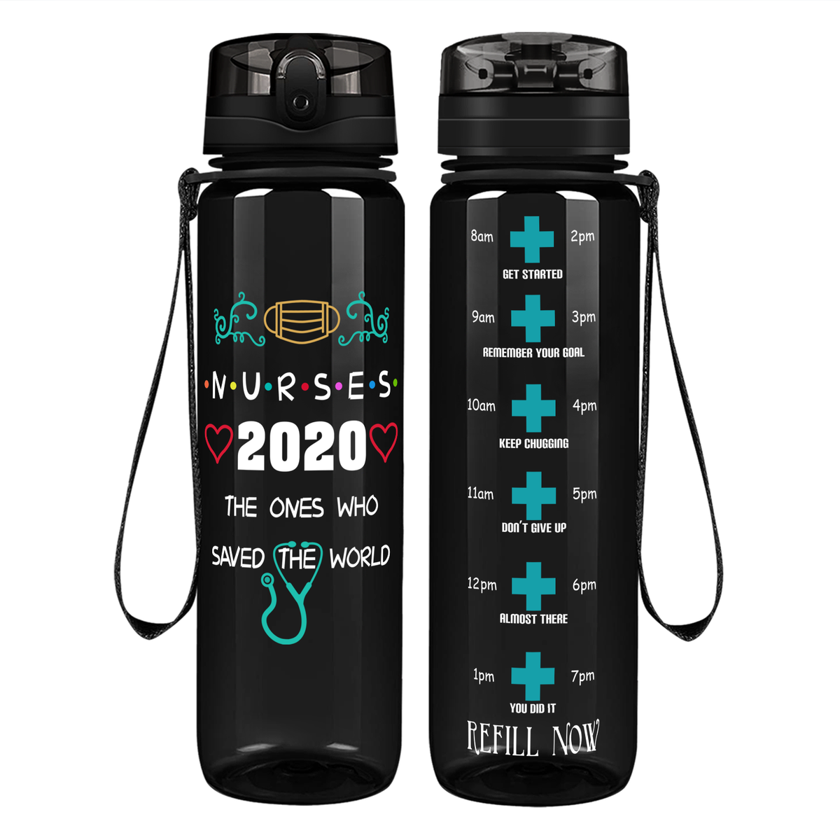 Nurses 2020 The Ones Who Saved The World on 32oz Motivational Tracking Water Bottle