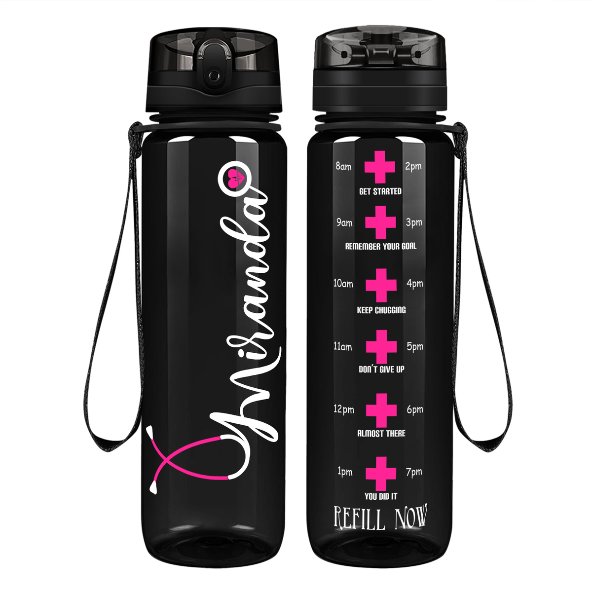 Personalized Nurse Water Bottle on 32oz Motivational Tracking Water Bottle