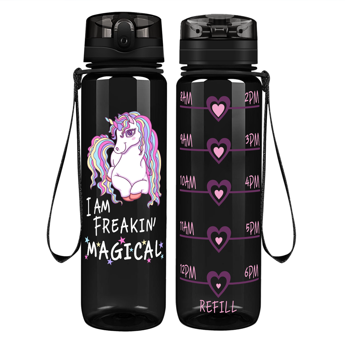 Freakin' Magical 32 oz Motivational Tracking Unicorn Water Bottle