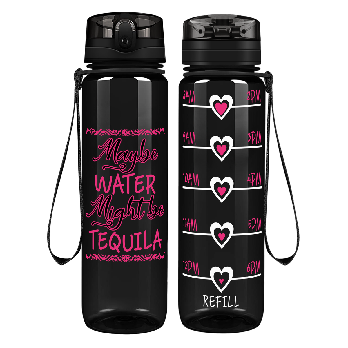 Might be Tequila on 32 oz Motivational Tracking Water Bottle