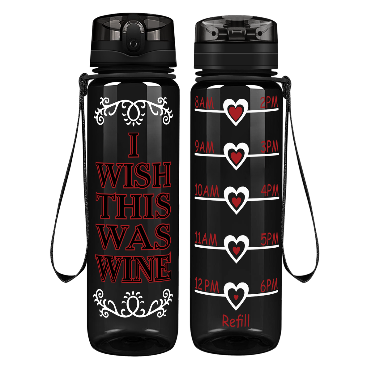 Wish This Was Wine on 32 oz Motivational Tracking Water Bottle