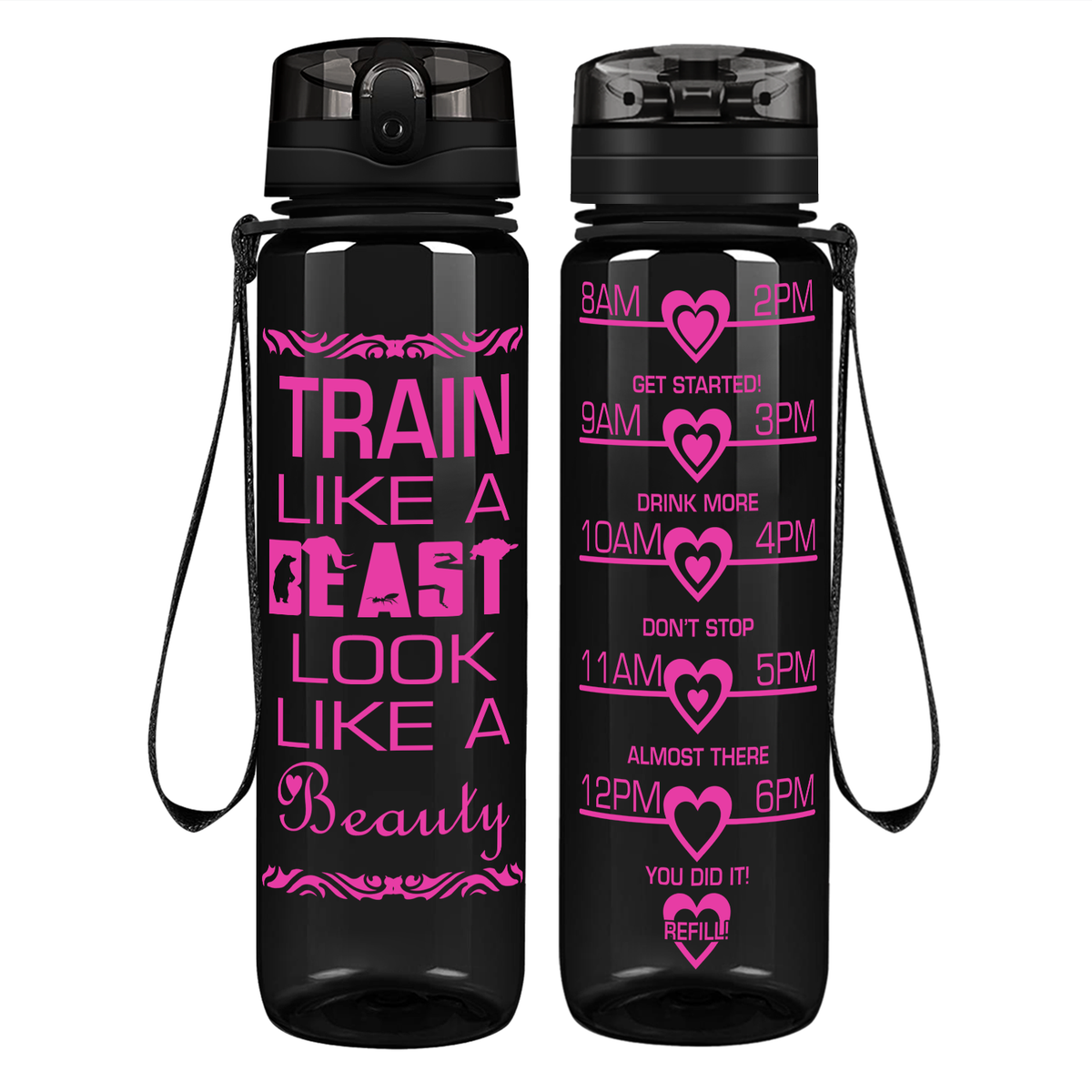 Train Like A Beast on 32 oz Motivational Tracking Water Bottle