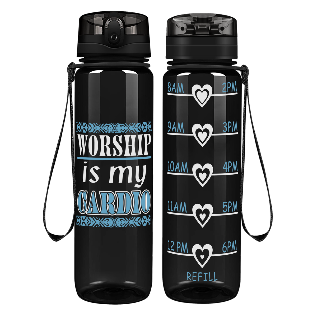 Worship Is My Cardio on 32 oz Motivational Tracking Water Bottle
