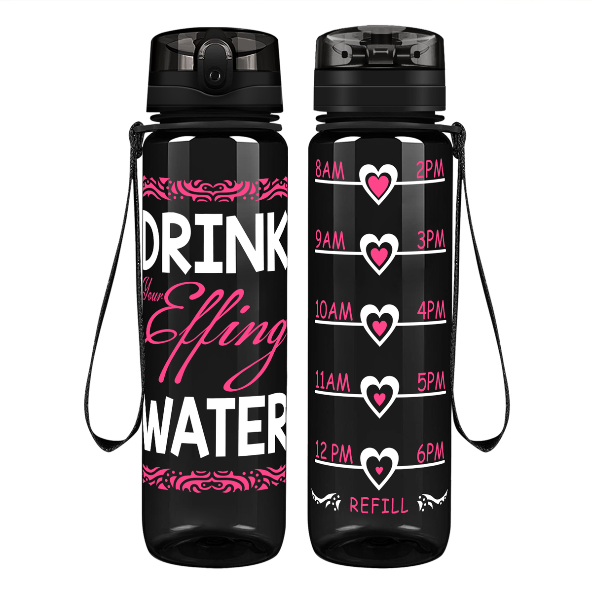 Effing Water on 32 oz Motivational Tracking Water Bottle