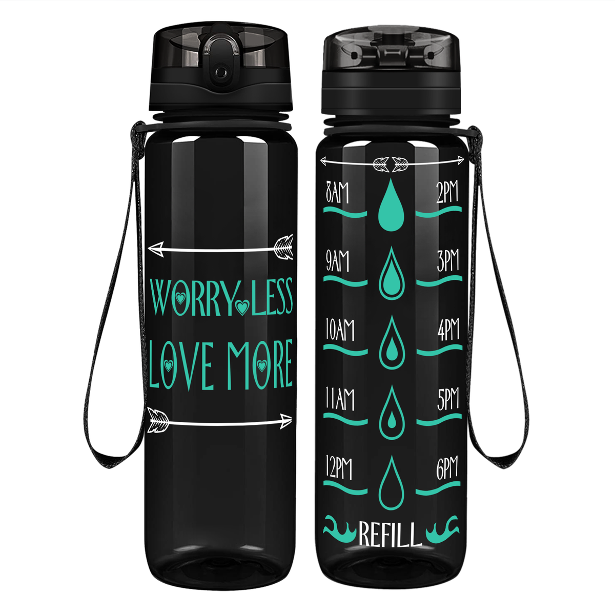 Love More Arrows on 32 oz Motivational Tracking Water Bottle