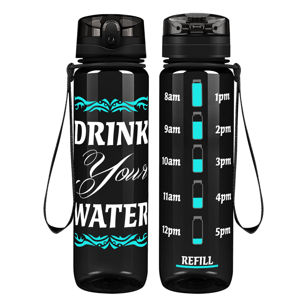 Your Water Wave on 32 oz Motivational Tracking Water Bottle