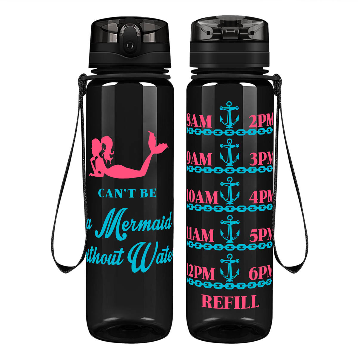 No Water, No Mermaid on 32 oz Motivational Tracking Water Bottle