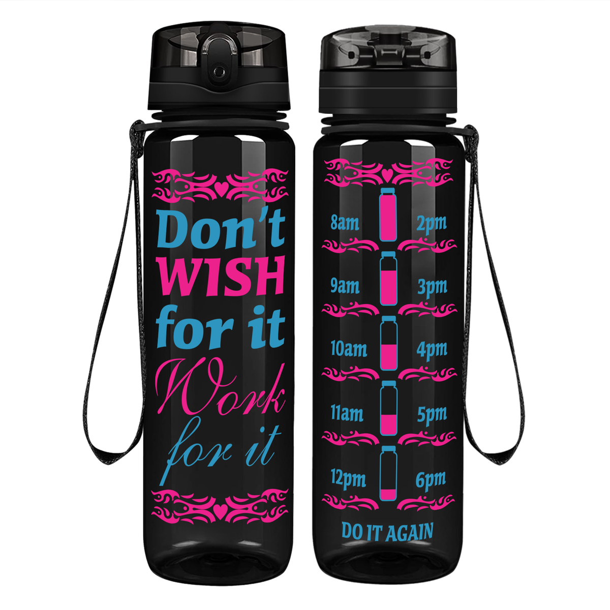 Work For It on 32 oz Motivational Tracking Water Bottle
