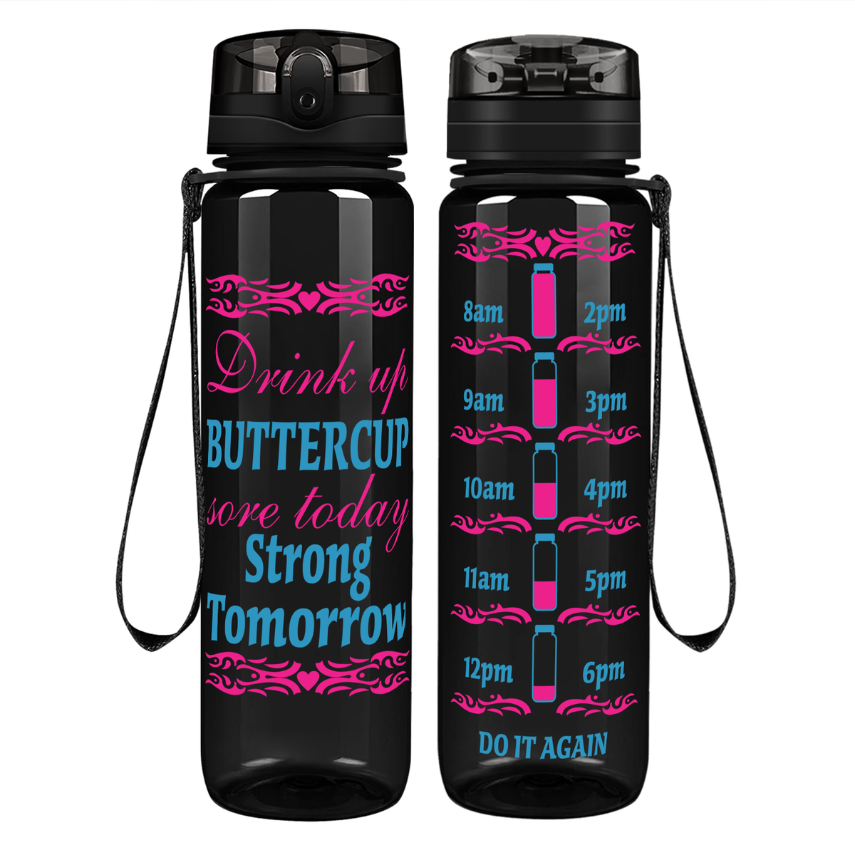 Sore Today, Strong Tomorrow on 32 oz Motivational Tracking Water Bottle
