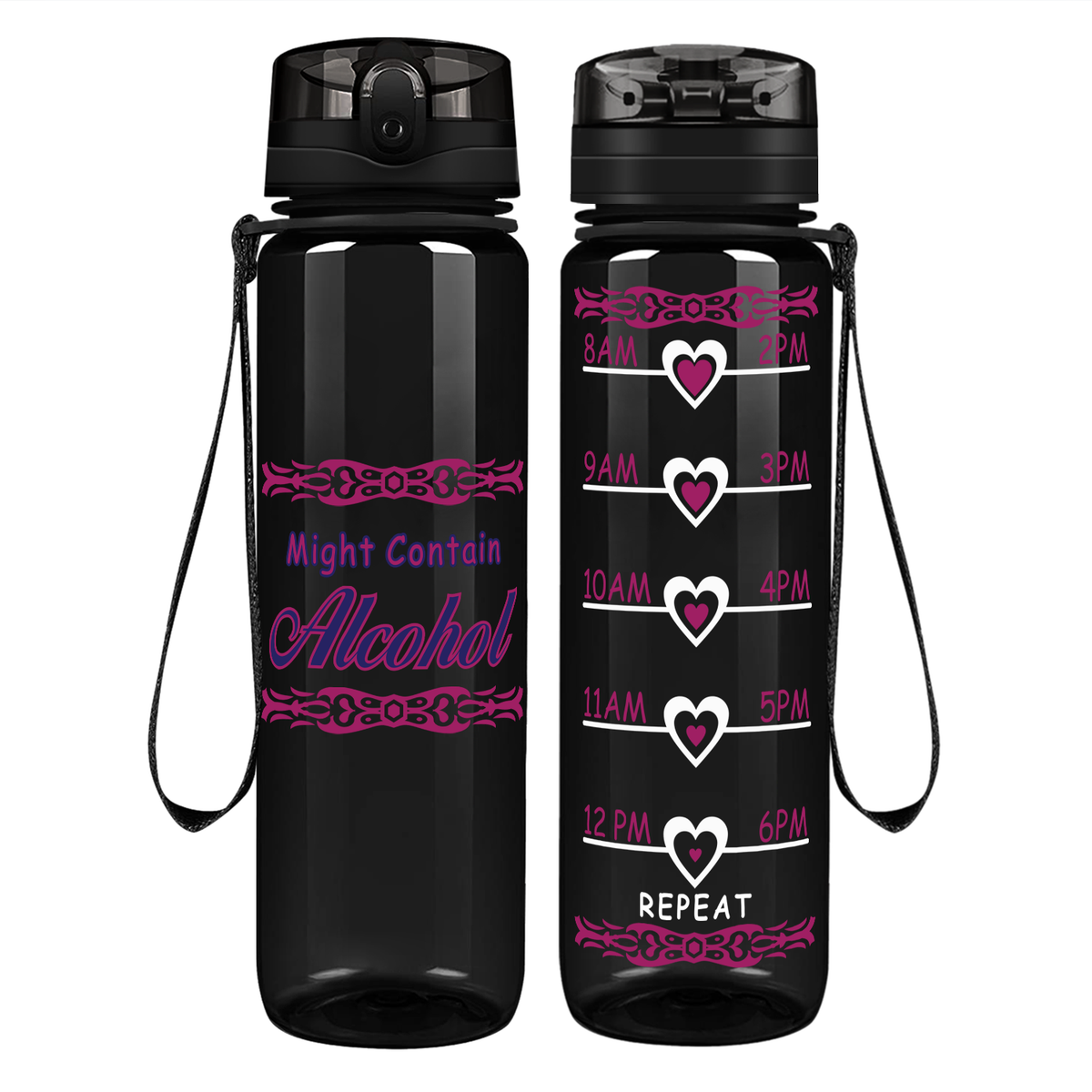 Might Contain Alcohol on 32 oz Motivational Tracking Water Bottle