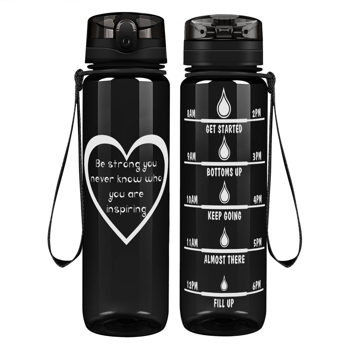 Heart You Are Inspiring on 32 oz Motivational Tracking Water Bottle