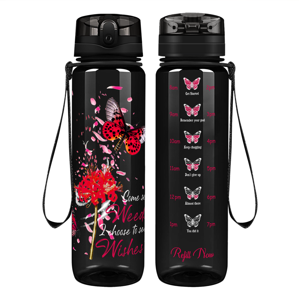 I Choose to See Wishes on 32 oz Motivational Tracking Water Bottle