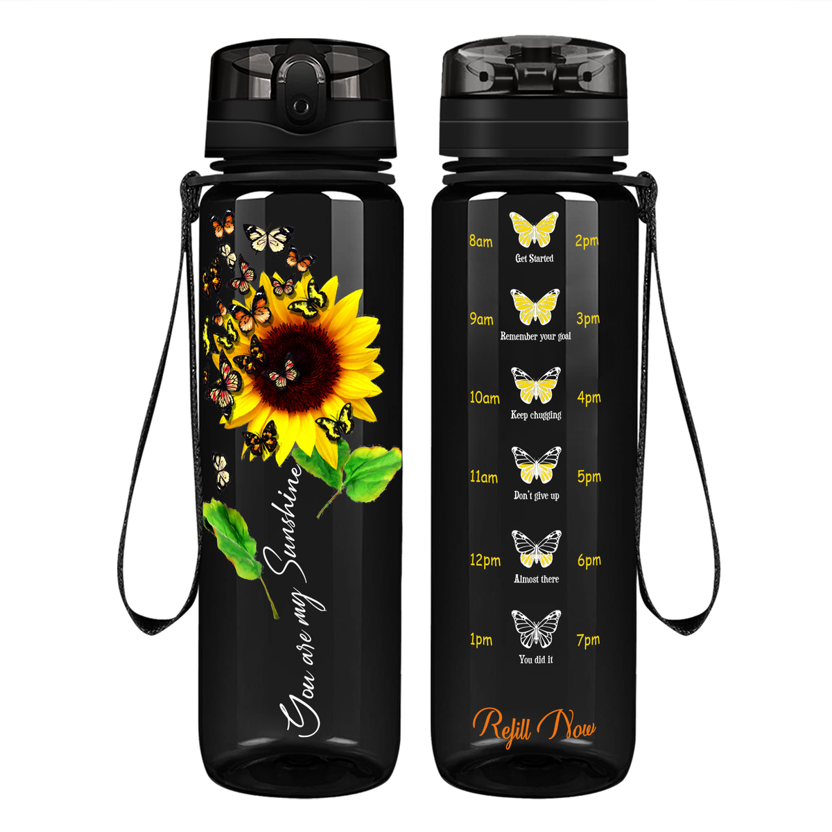 My Butterfly Sunshine Sunflower on 32 oz Motivational Tracking Water Bottle