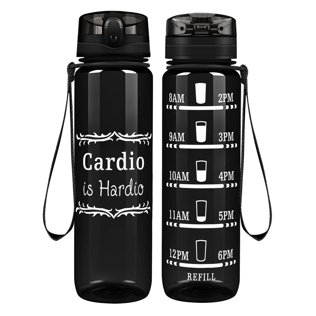Cardio is Hardio on 32 oz Motivational Tracking Water Bottle