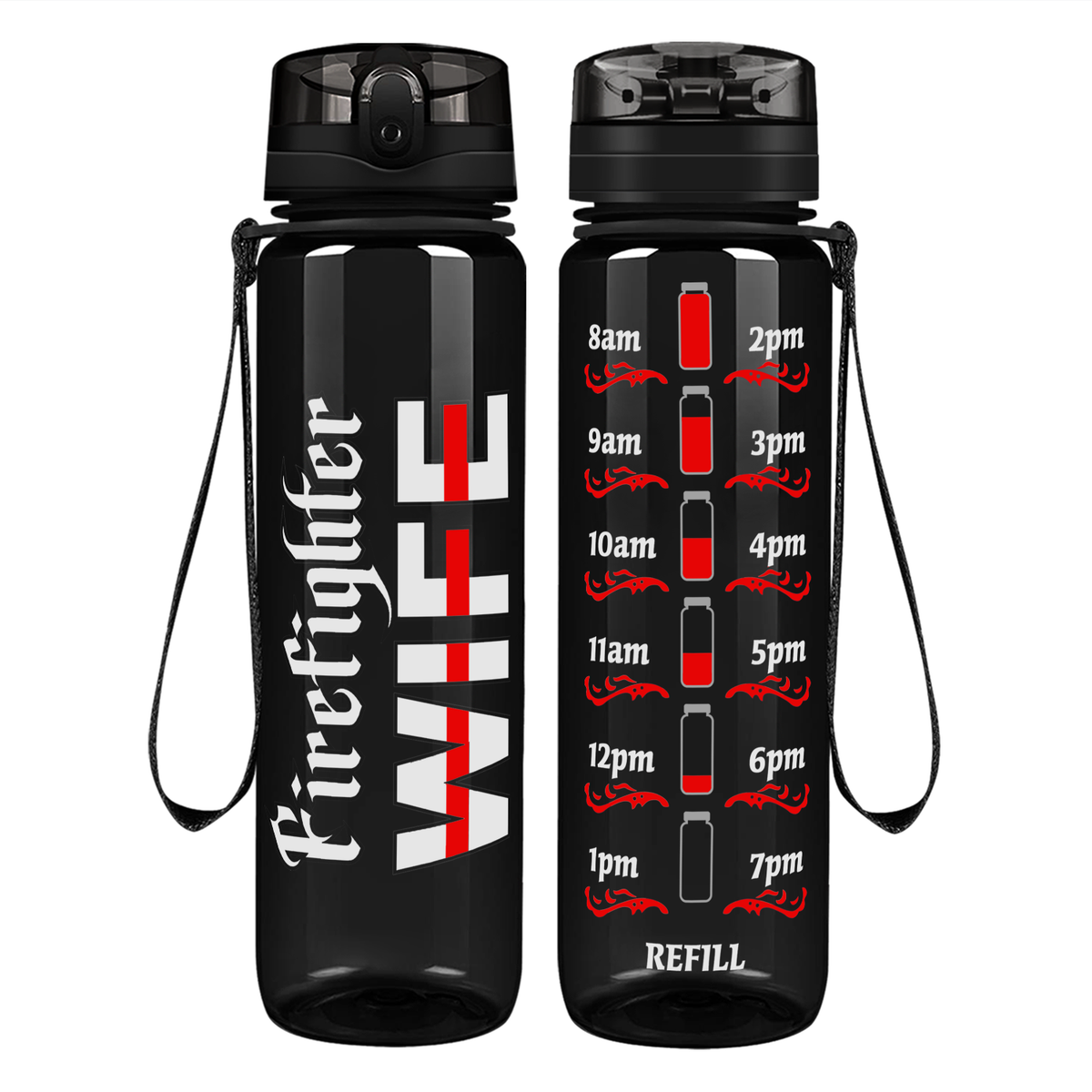 Firefighter Wife on 32 oz Motivational Tracking Water Bottle