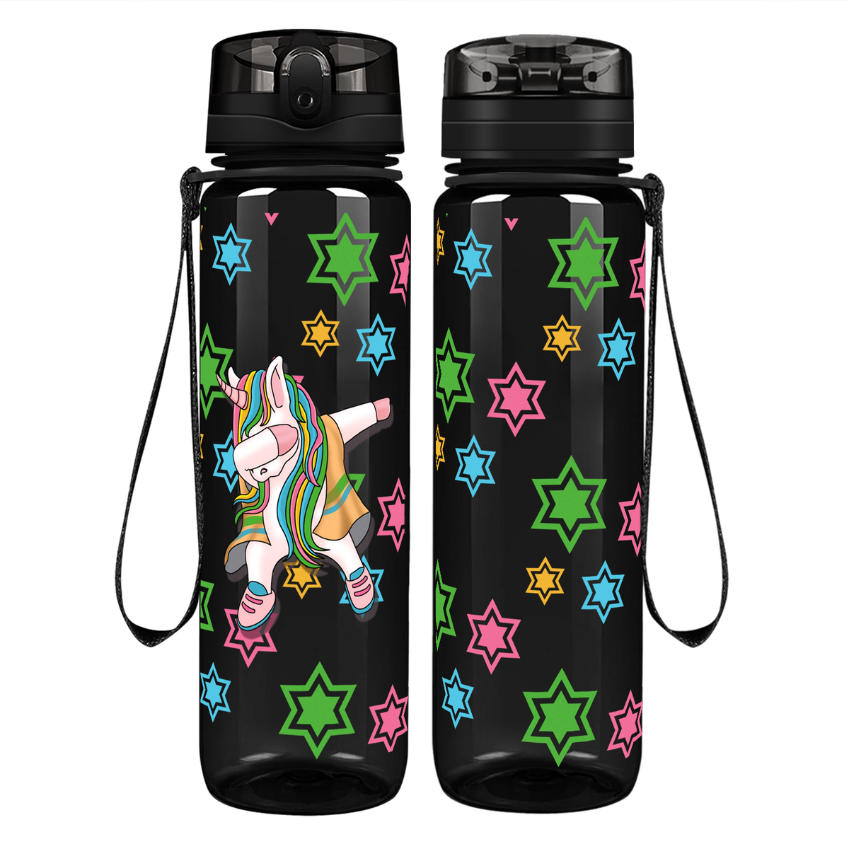 Dancing Unicorn on 32 oz Motivational Tracking Water Bottle