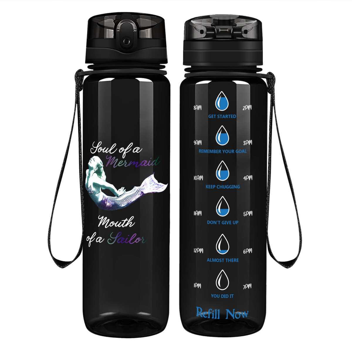 Soul of a Mermaid on 32 oz Motivational Tracking Water Bottle