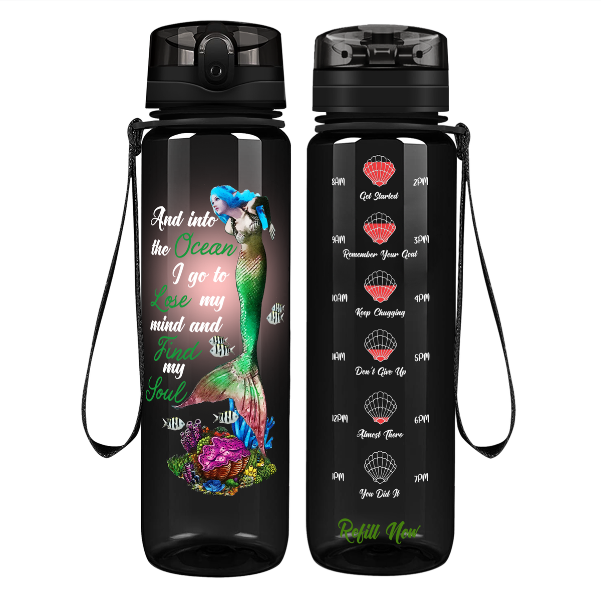 Lose my Mind Find my Soul on 32 oz Motivational Tracking Water Bottle