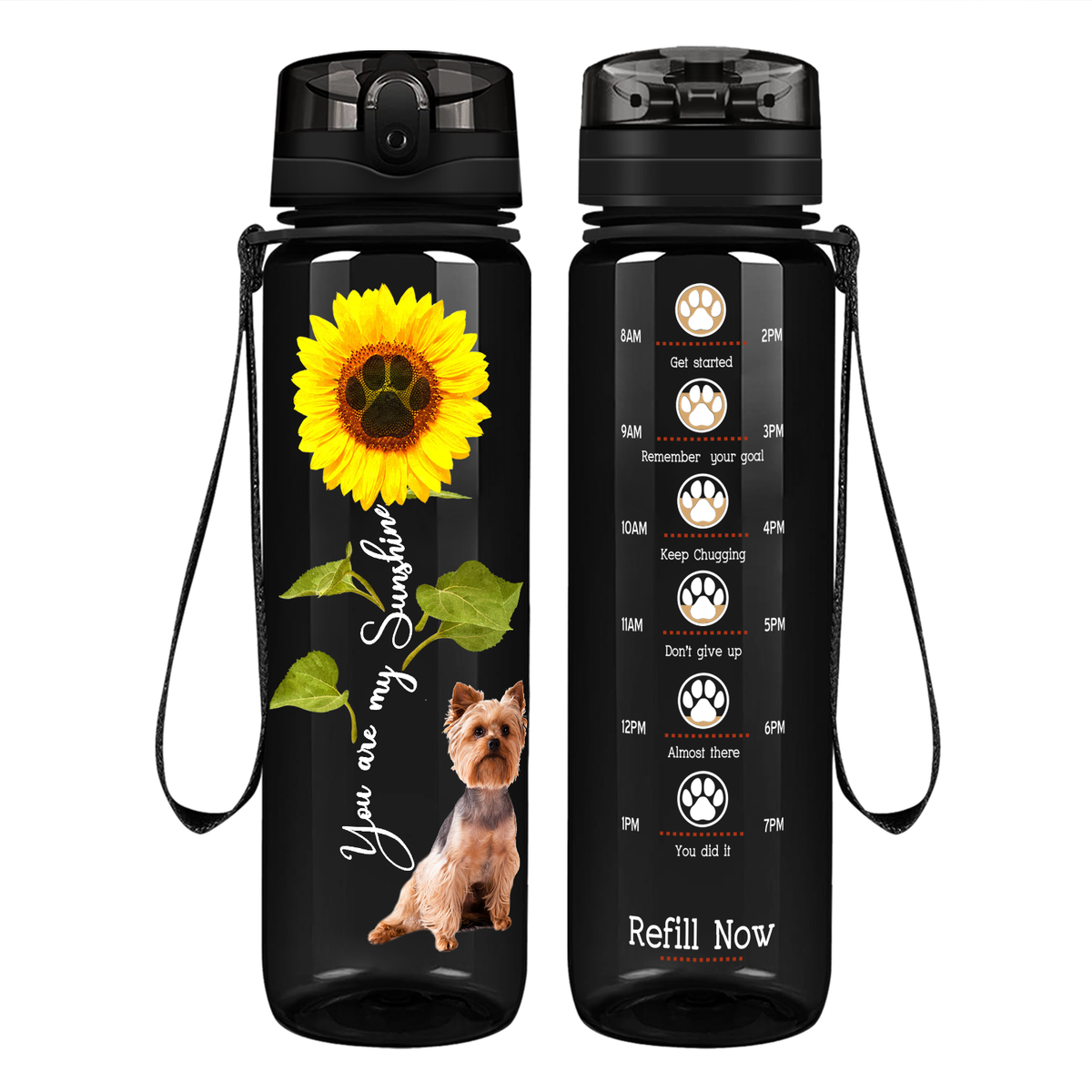 You are my Sunshine Yorkshire Terrier on 32 oz Motivational Tracking Water Bottle