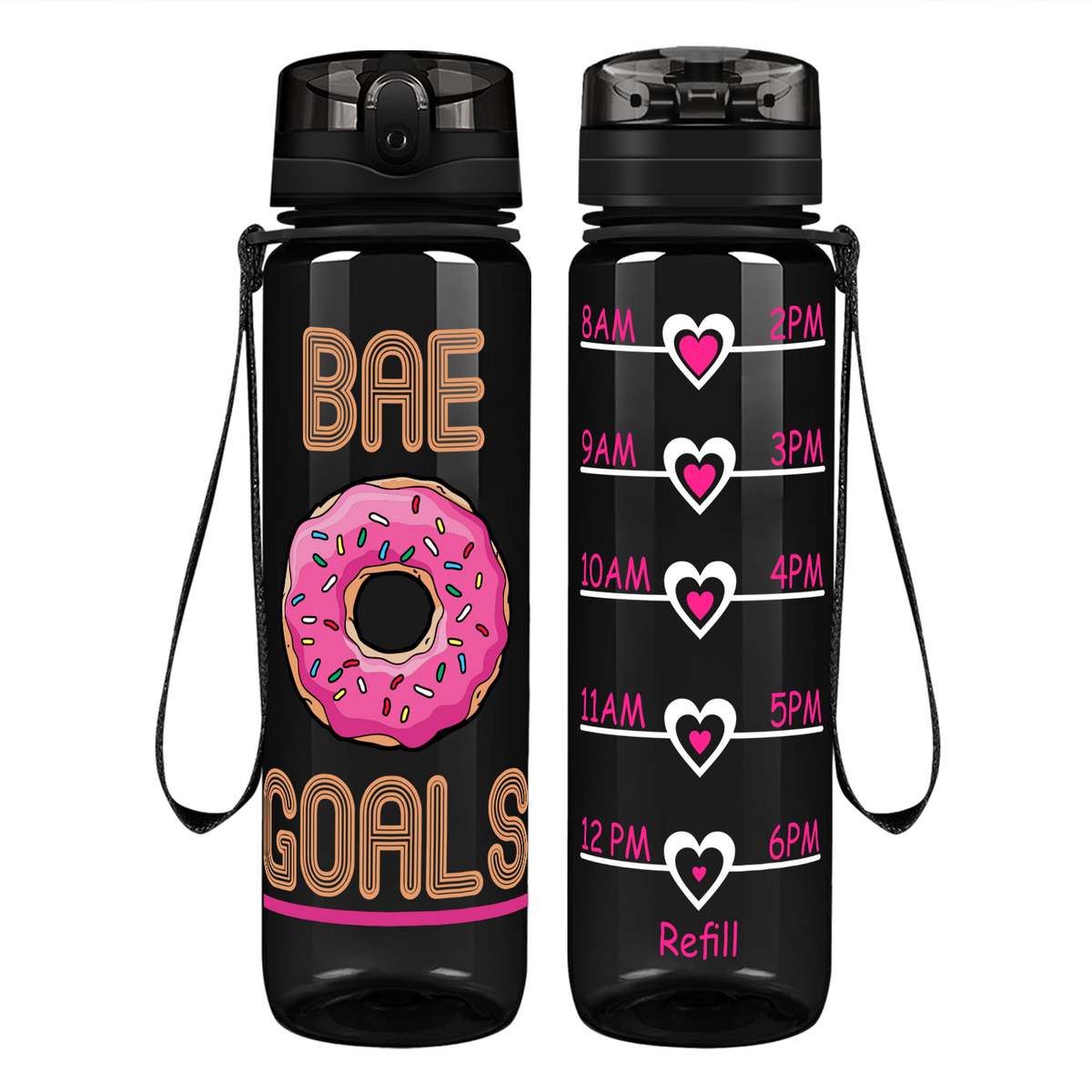 Bae Goals Donuts on 32 oz Motivational Tracking Water Bottle