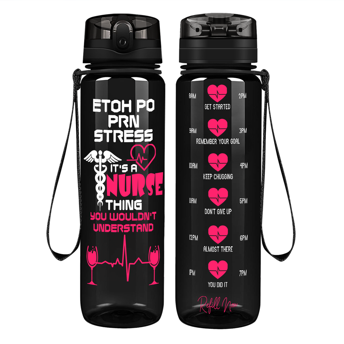 ETOH PO PRN Stress It’s a Nurse Thing on 32oz Motivational Tracking Water Bottle