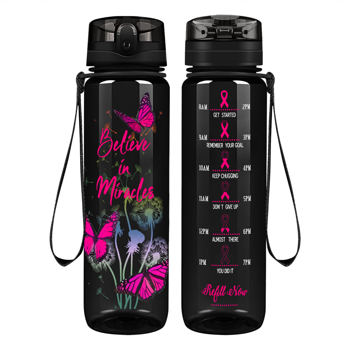 Believe in Miracles Motivational Tracking Water Bottle