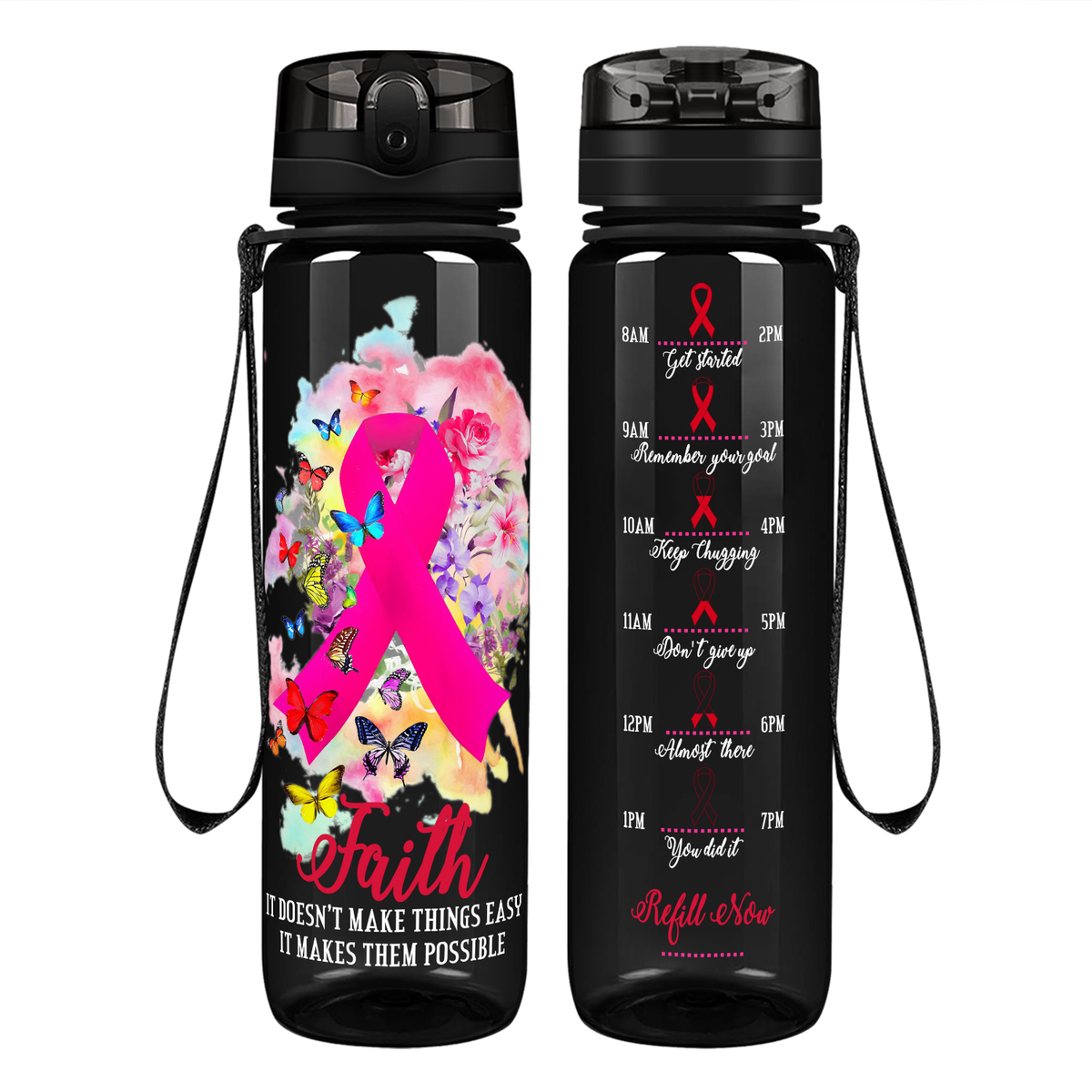 Faith It Doesn’t Make Things Easy on 32 oz Motivational Tracking Water Bottle