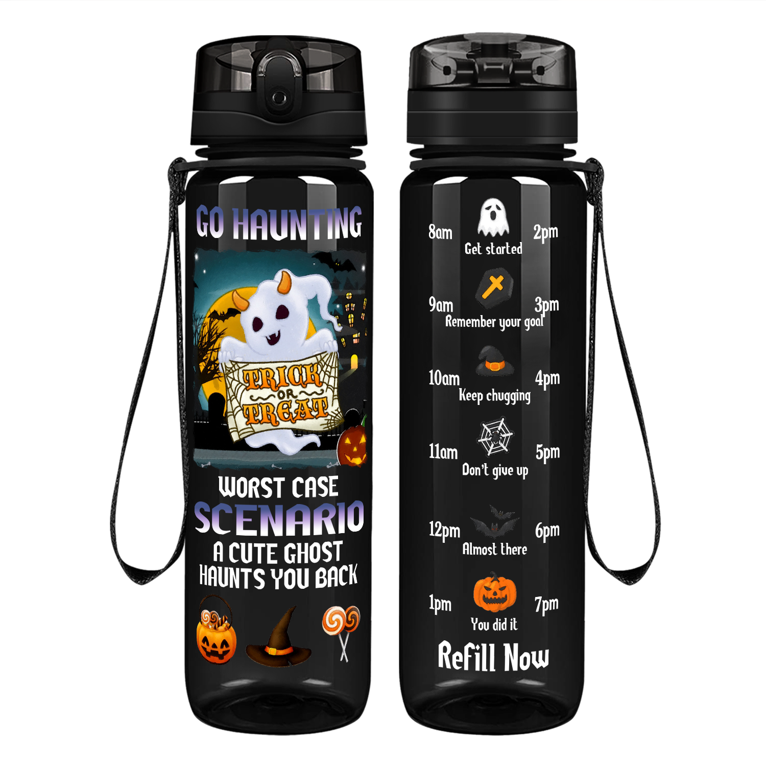 Go Haunting Worst Case Scenario on 32 oz Motivational Tracking Water Bottle