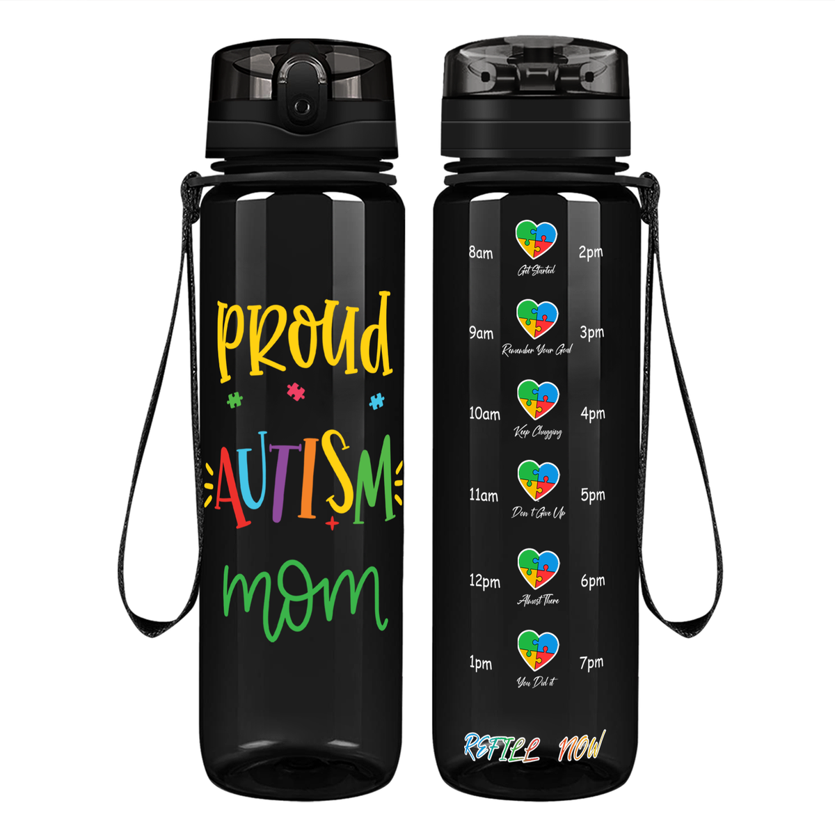 Proud Autism Mom on 32 oz Motivational Tracking Water Bottle