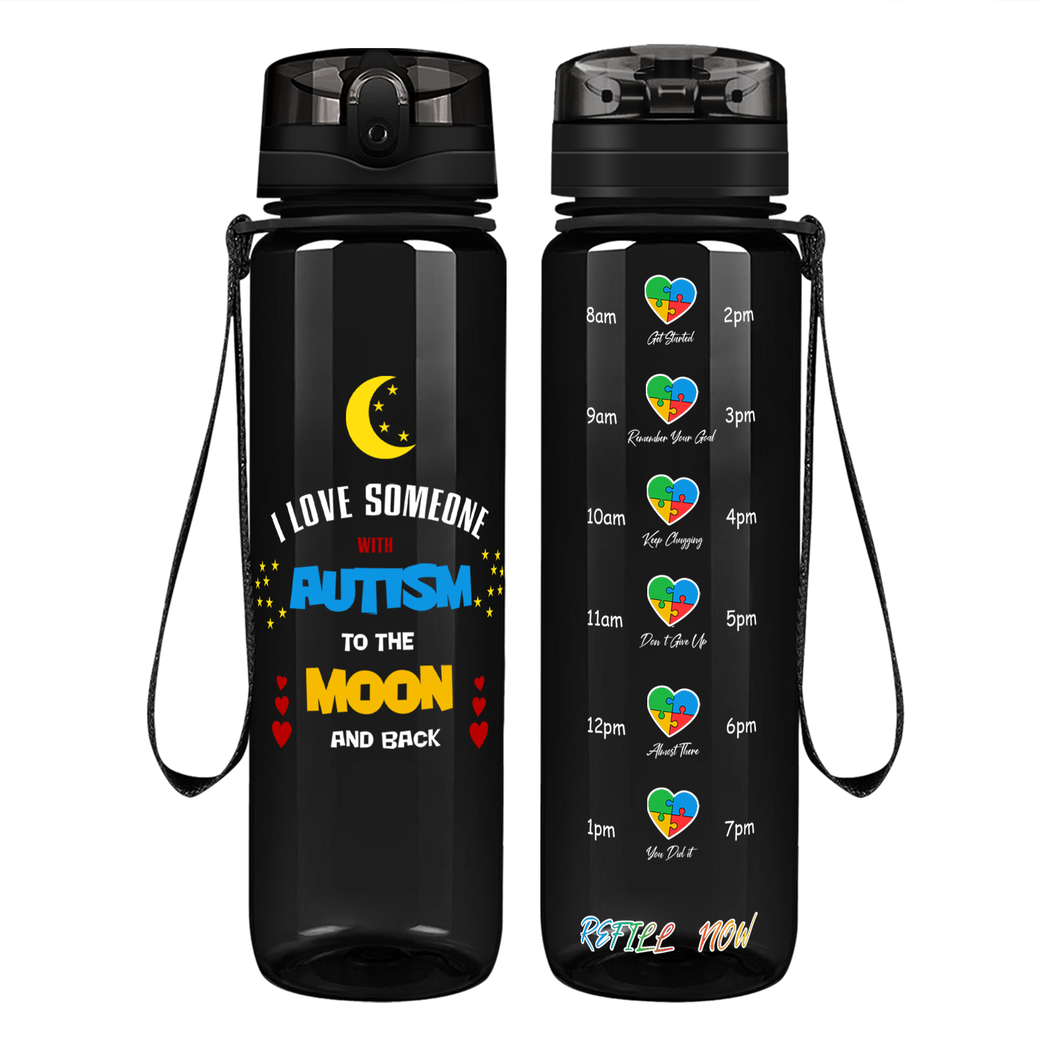 I Love Someone with Autism Motivational Tracking Water Bottle