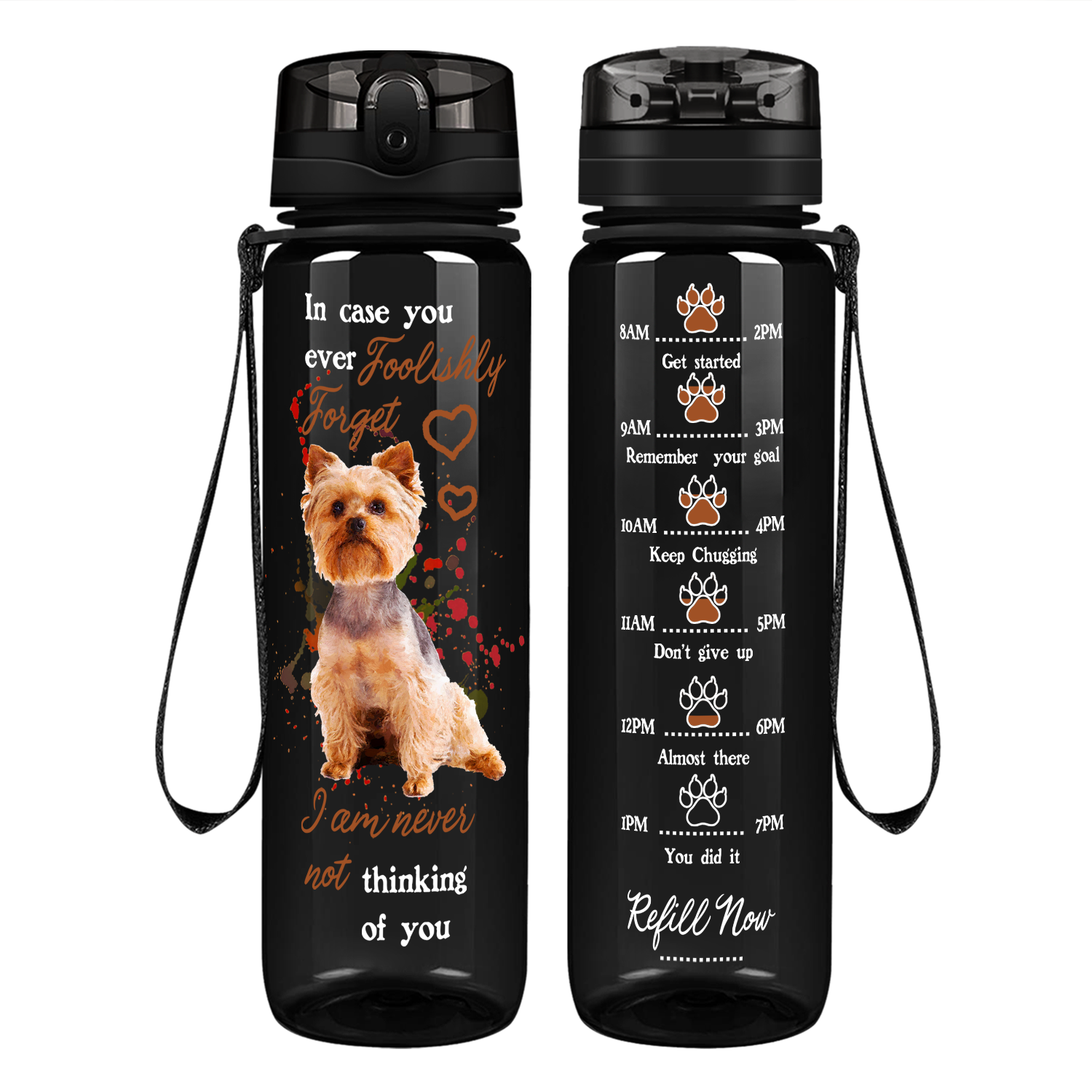 In Case you Forget Yorkshire Terrier on 32 oz Motivational Tracking Water Bottle