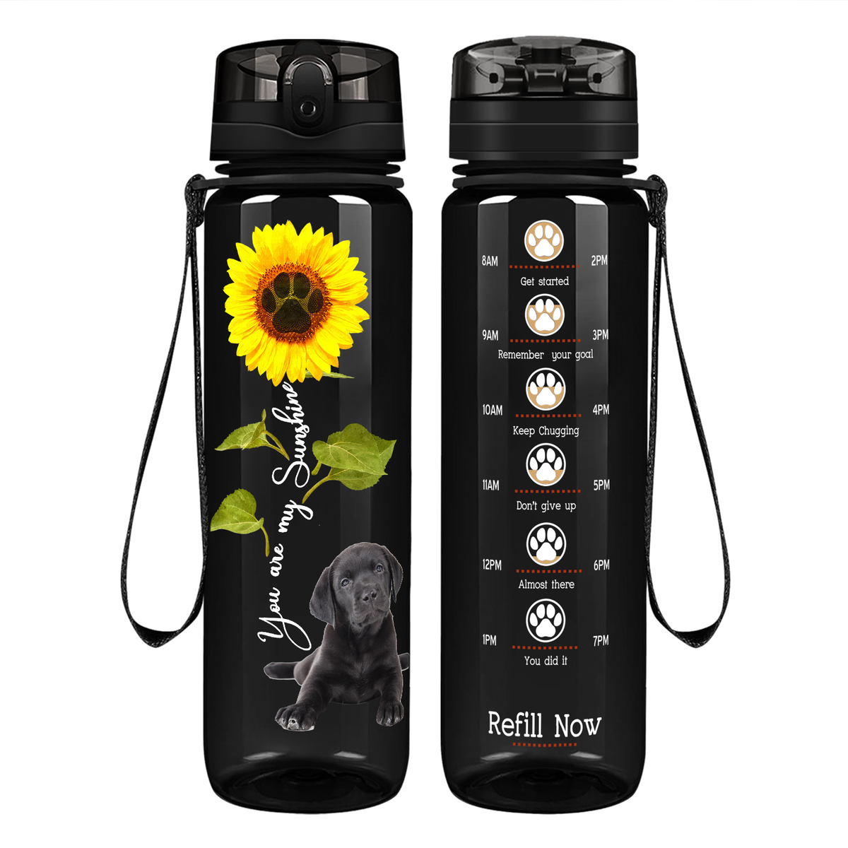 Labrador Puppy You are my SunShine on 32 oz Motivational Tracking Water Bottle