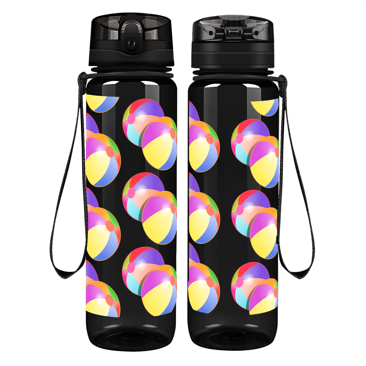 Beach Balls on 32 oz Motivational Tracking Water Bottle