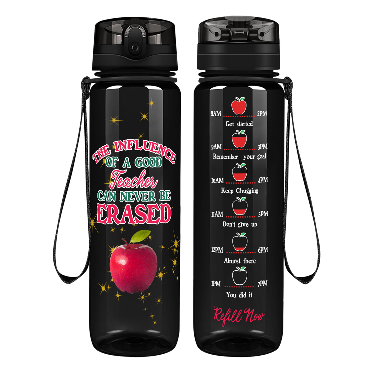 Teacher Can Never be Erased on 32 oz Motivational Tracking Water Bottle