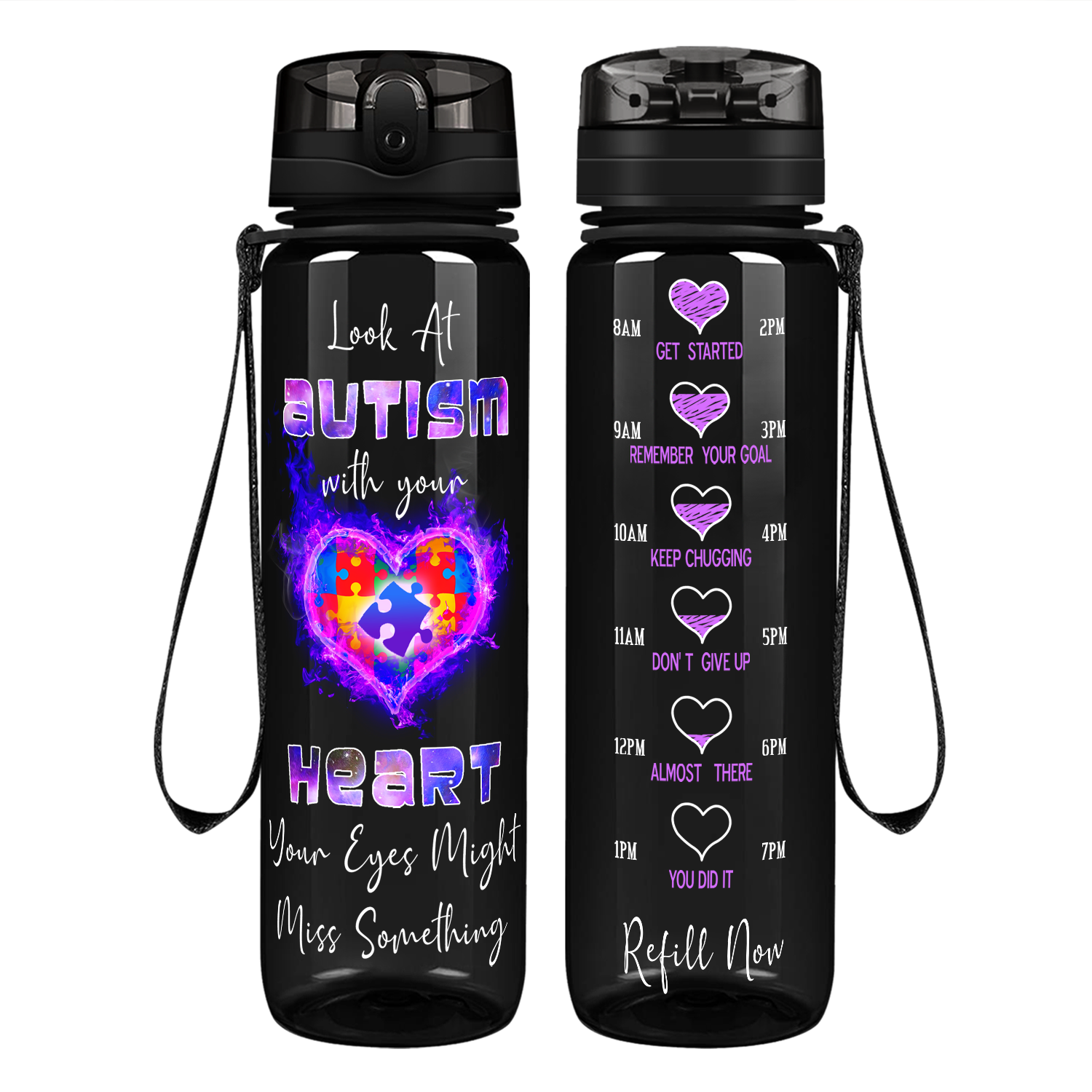 Look at Autism with Your Heart Motivational Tracking Water Bottle