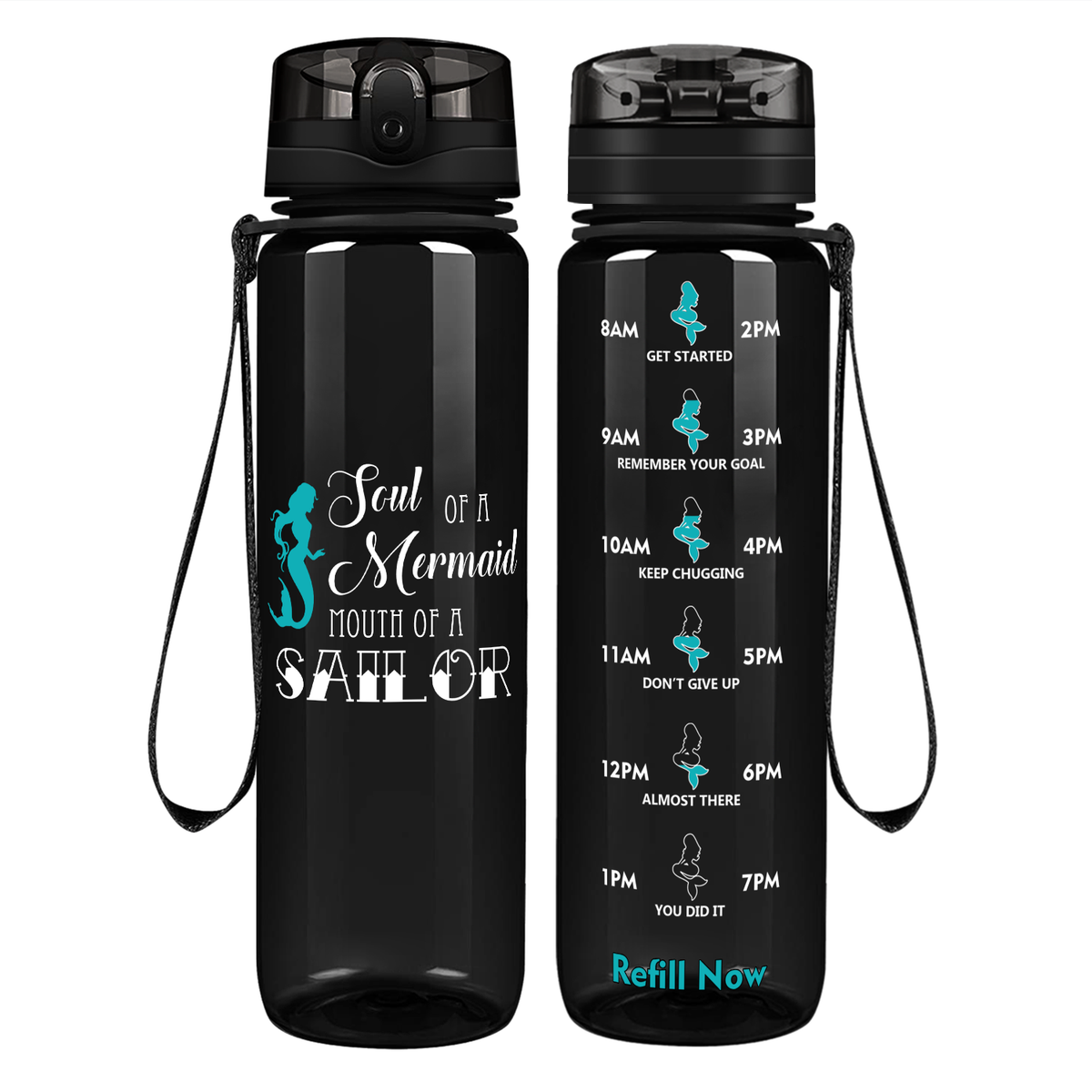 Mouth of a Sailor on 32 oz Motivational Tracking Water Bottle