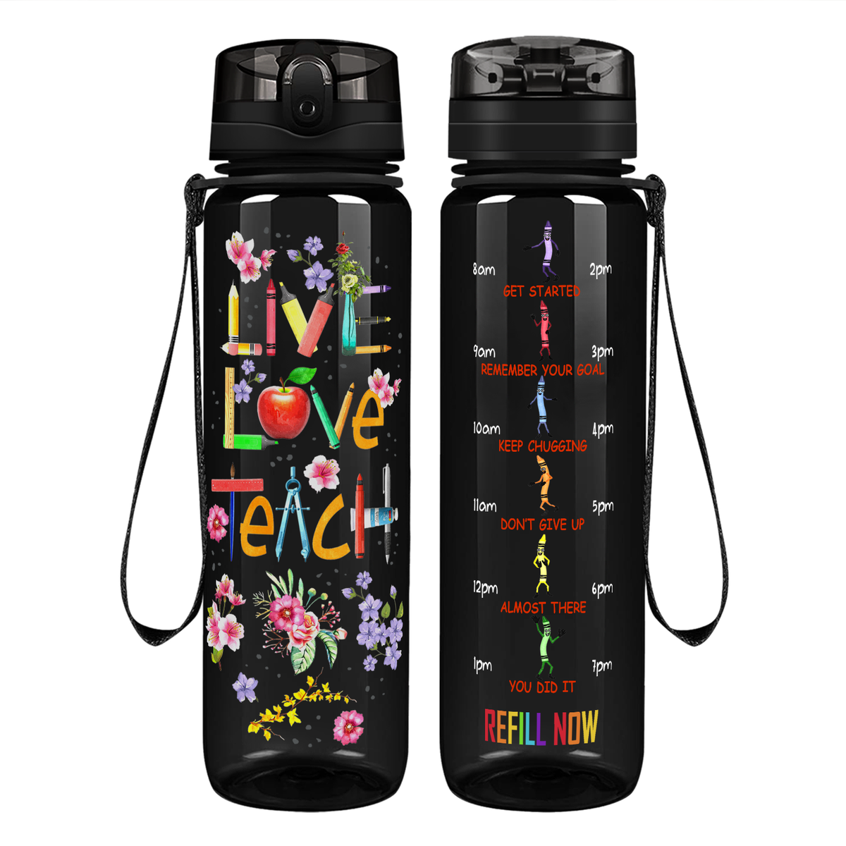 Live Love Teach on 32 oz Motivational Tracking Water Bottle