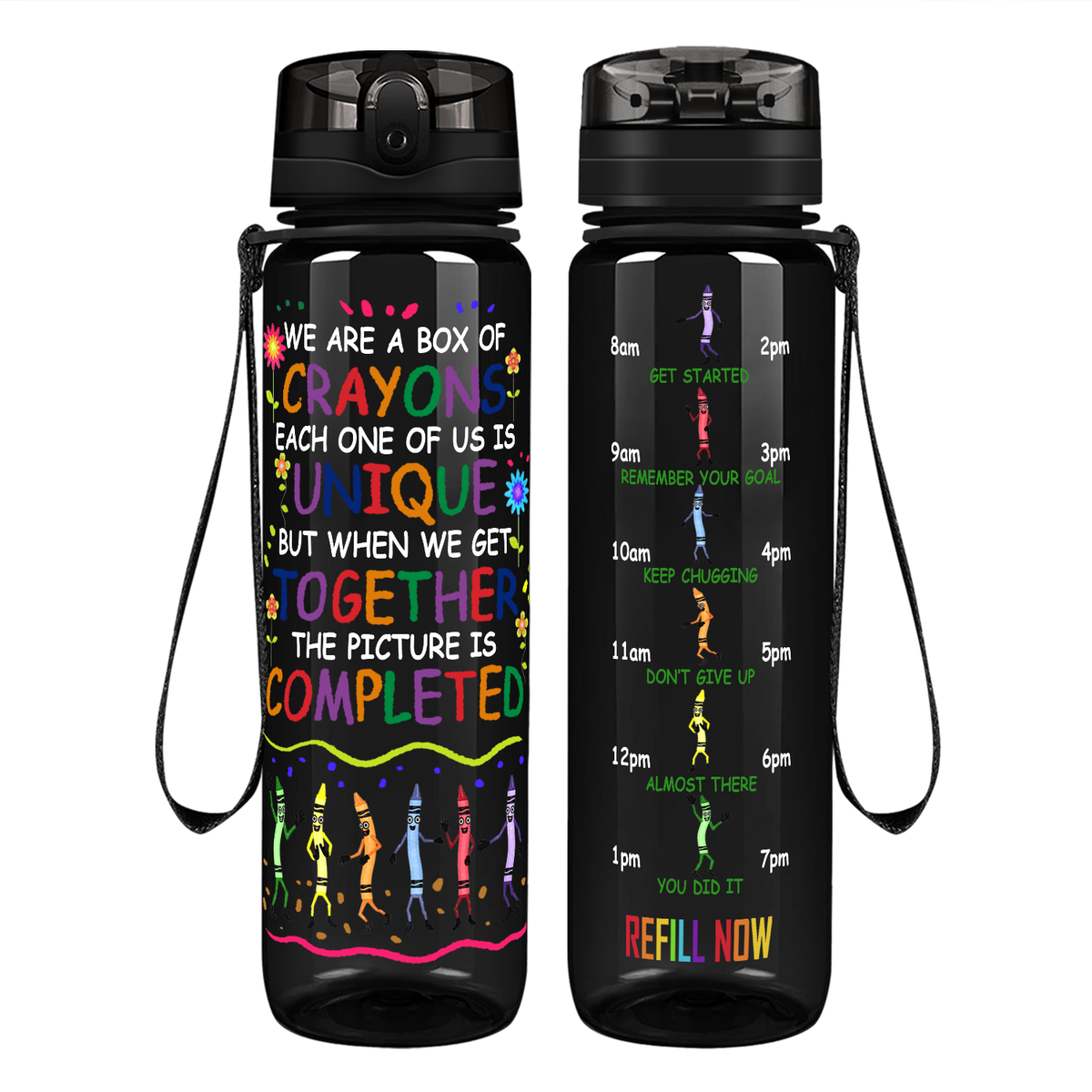 We are a Box of Crayons on 32 oz Motivational Tracking Teacher Water Bottle