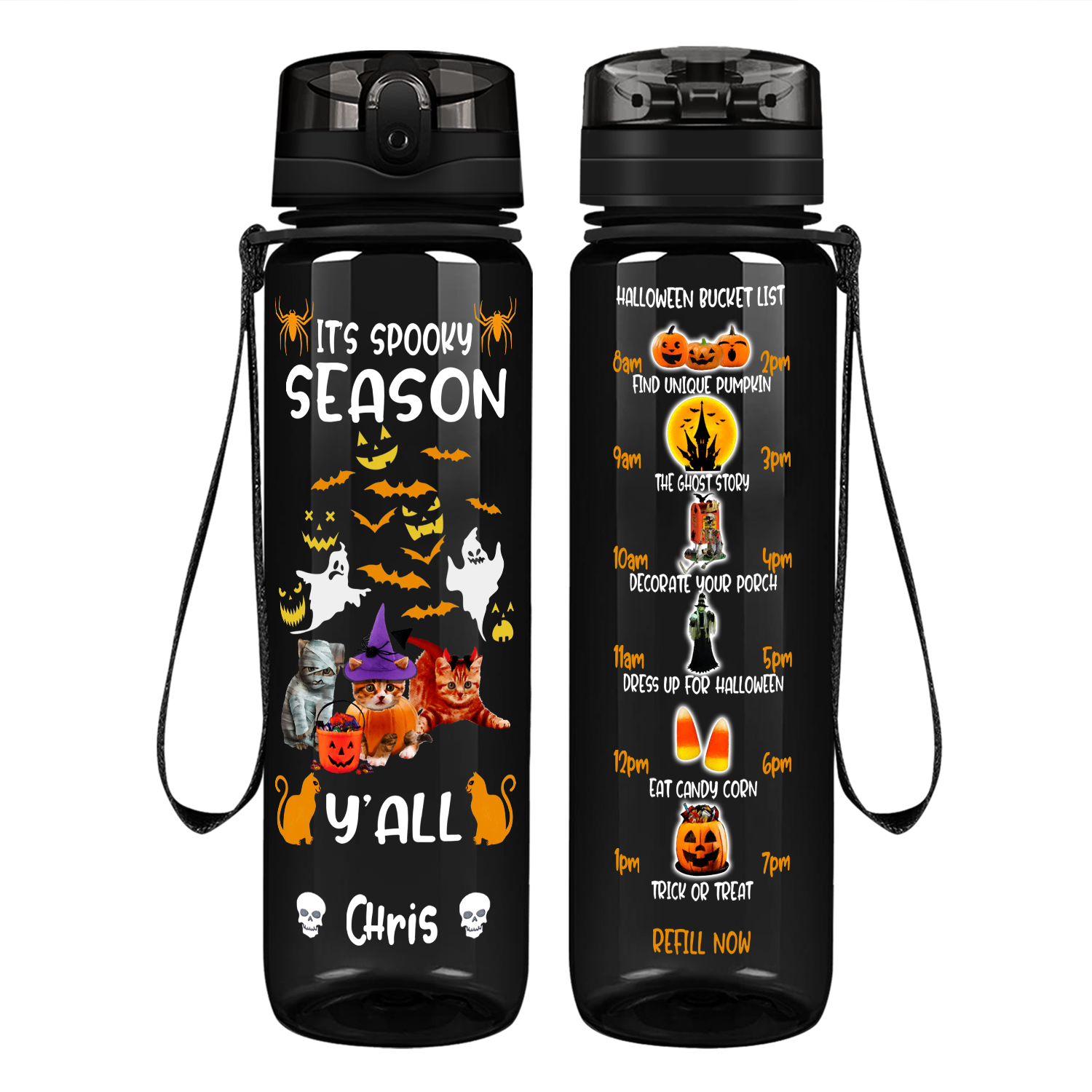 Its Spooky Season YÁll on 32 oz Motivational Tracking Water Bottle