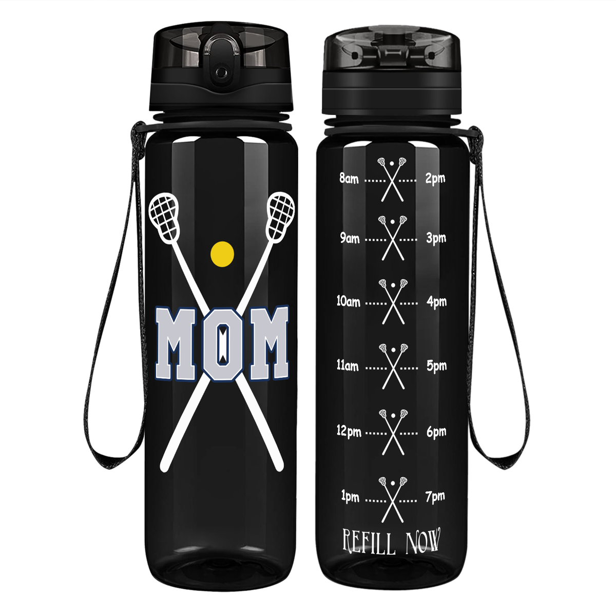 Mom Lacrosse Sticks on 32 oz Motivational Tracking Water Bottle