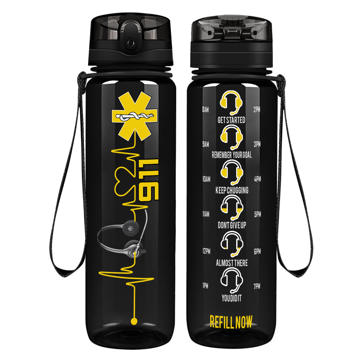 Personalized 911 Operator on 32 oz Motivational Tracking Water Bottle