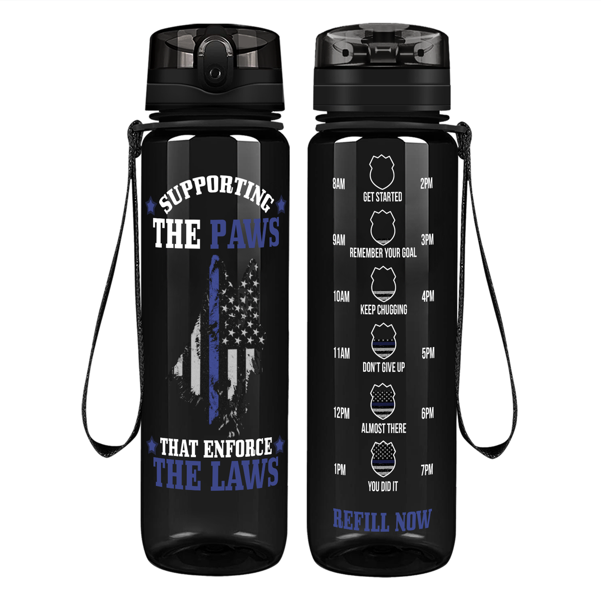 Supporting the Paws on 32 oz Motivational Tracking Water Bottle