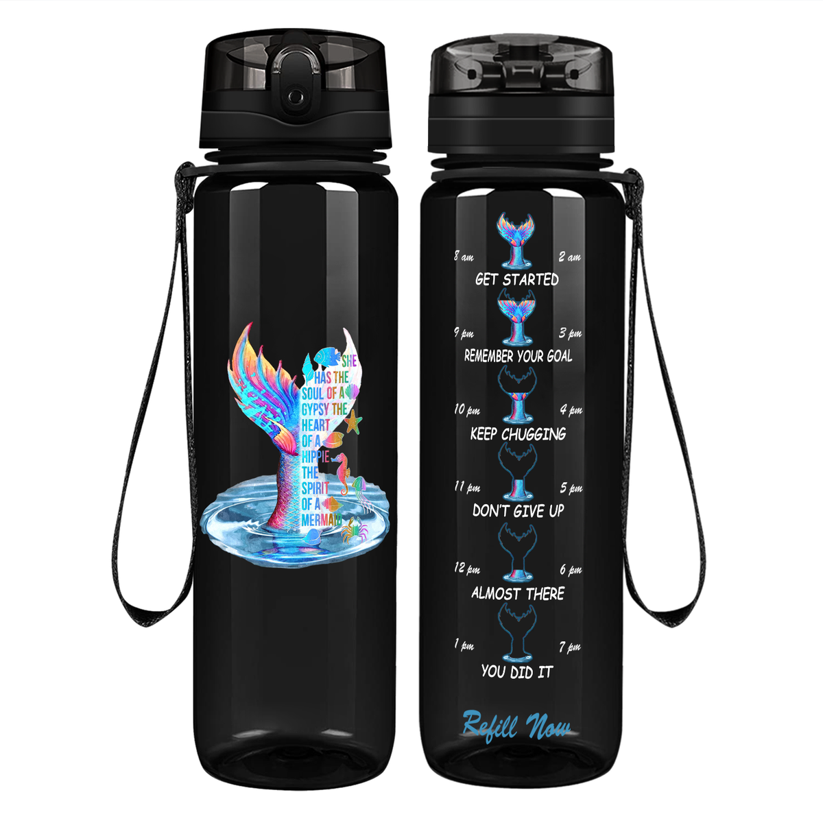 Soul of A Gypsy on 32 oz Motivational Tracking Water Bottle