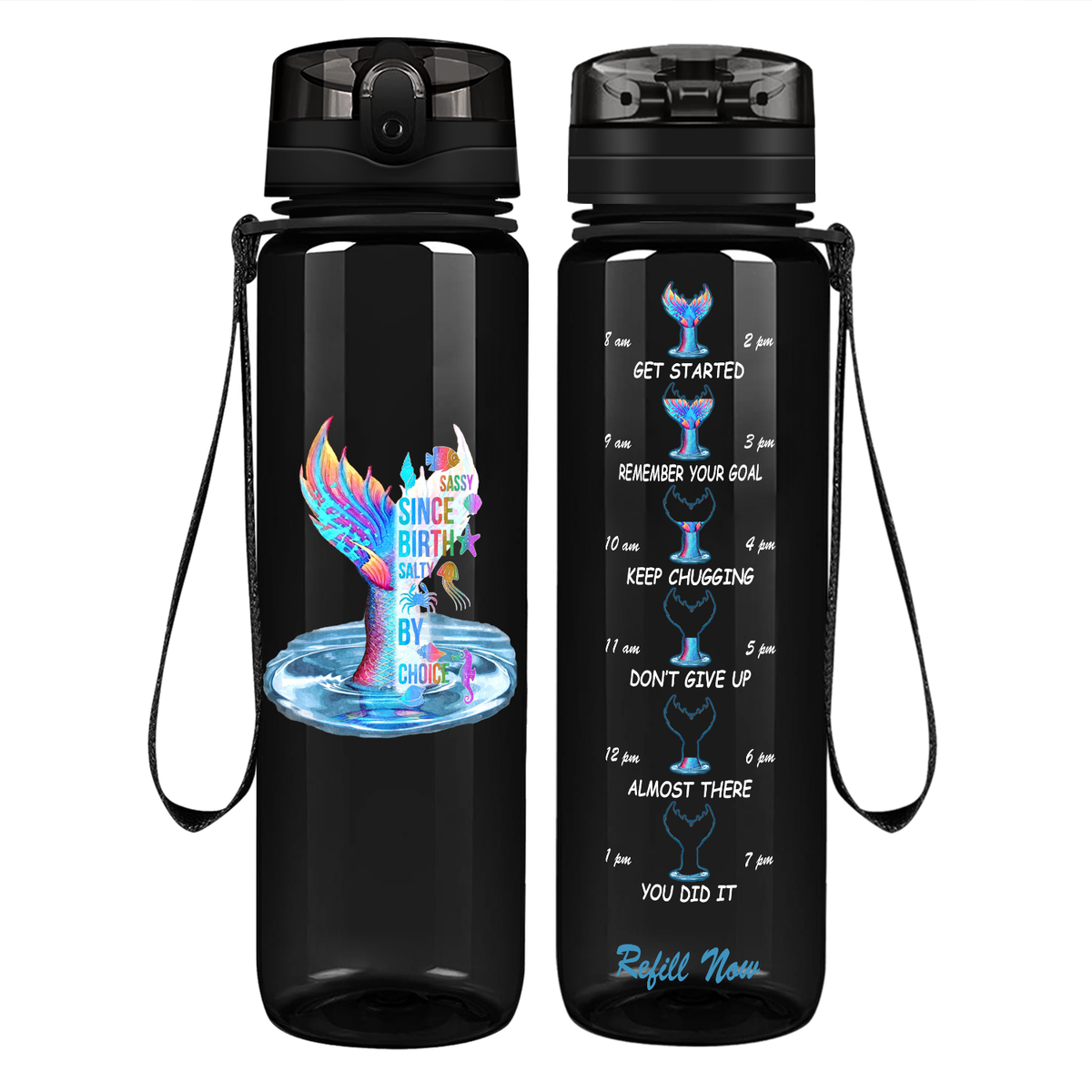 Personalized Sassy Since Birth on 32 oz Motivational Tracking Water Bottle